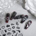 Nail Art Stickers Adhesive Slider Heart Shape Embossed Sticker Decals 