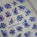 Nail Art Stickers Adhesive Slider Laser Blue Leaf Sticker Decals M061