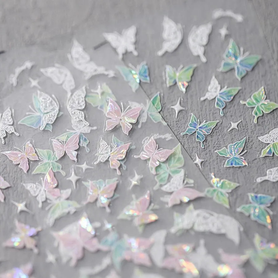 Nail Art Stickers Adhesive Slider Laser Butterfly Sticker Decals M262