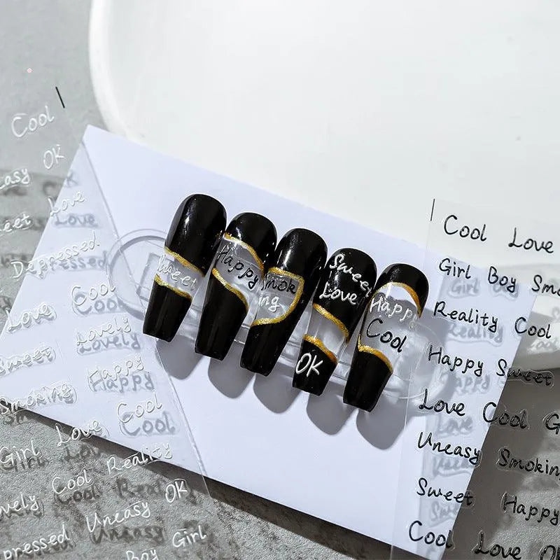 Nail Art Stickers Adhesive Slider Letter Words Sticker Decals MN063