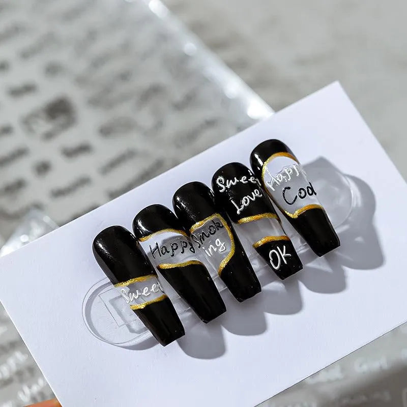 Nail Art Stickers Adhesive Slider Letter Words Sticker Decals MN063