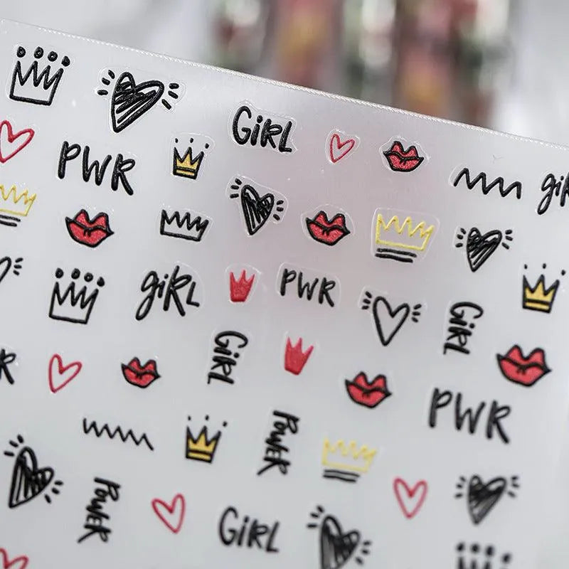 Nail Art Stickers Adhesive Slider Love Heart Sticker Decals TS2972