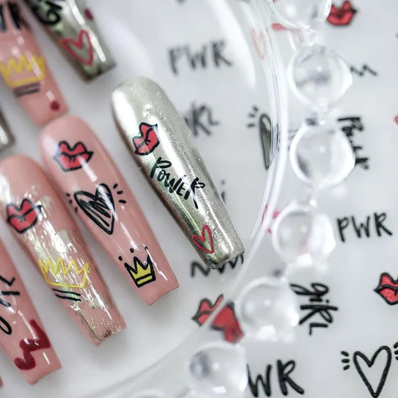 Nail Art Stickers Adhesive Slider Love Heart Sticker Decals TS2972