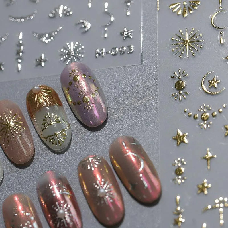 Nail Art Stickers Adhesive Slider Metal Colors Series Sticker Decals M093