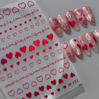 Nail Art Stickers Adhesive Slider Red Heart Embossed Sticker Decals M177