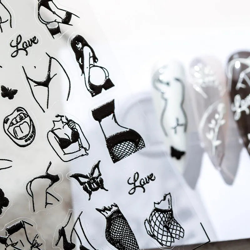 Nail Art Stickers Adhesive Slider Sexy Body Art Sticker Decals 