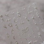 Nail Art Stickers Adhesive Slider White Flower Butterfly Embossed Sticker Decals TL140