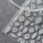 Nail Art Stickers Adhesive Slider White Totem Sticker Decals TS2093