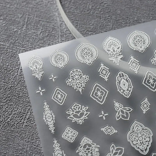 Nail Art Stickers Adhesive Slider White Totem Sticker Decals TS2093