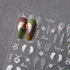 Nail Art Stickers Adhesive Slider White Wings Sticker Decals M208