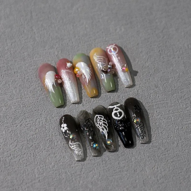 Nail Art Stickers Adhesive Slider White Wings Sticker Decals M208