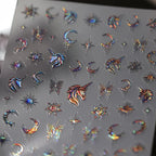 Nail Art Stickers Adhesive Sliders Laser Butterfly Moon Sticker Decals 