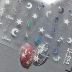 Nail Art Stickers Adhesive Sliders Moon Stars With Rhinestone Sticker Decals TL054