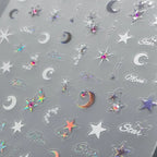 Nail Art Stickers Adhesive Sliders Moon Stars With Rhinestone Sticker Decals TL054