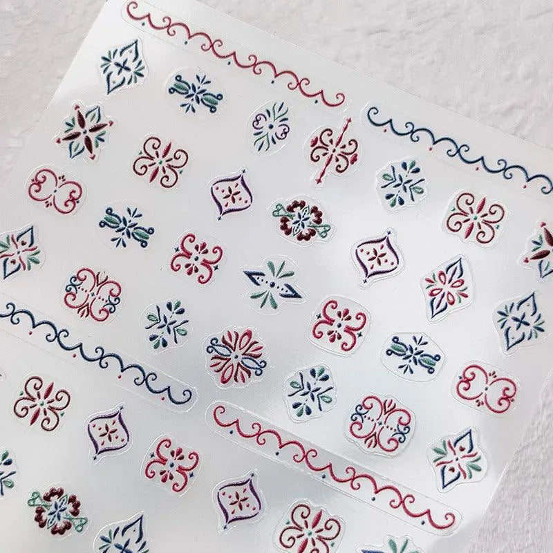Nail Art Stickers Adhesive Sliders Persian Totem Embossed Sticker Decals TS3322