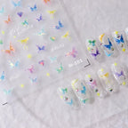 Nail Art Stickers Adhesive Sliders Shiny Butterfly Embossed Sticker Decals 