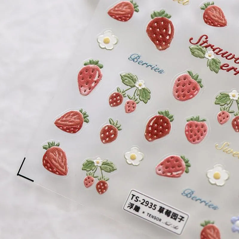 Nail Art Stickers Adhesive Sliders Strawberry Sticker Decals TS2935