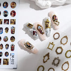 Nail Art Stickers Adhesive Sliders Vintage Photo Frames Embossed Sticker Decals 