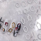 Nail Art Stickers Adhesive Sliders Vintage Photo Frames Embossed Sticker Decals 