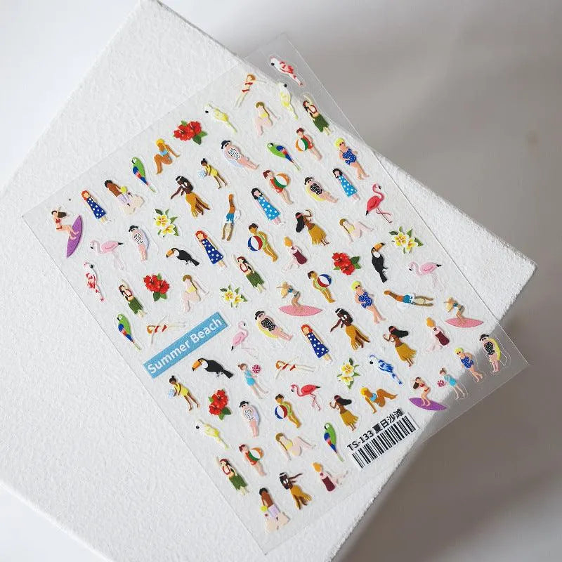Nail Art Stickers Adhesive Summer Beach 3D Sticker Decals TS133