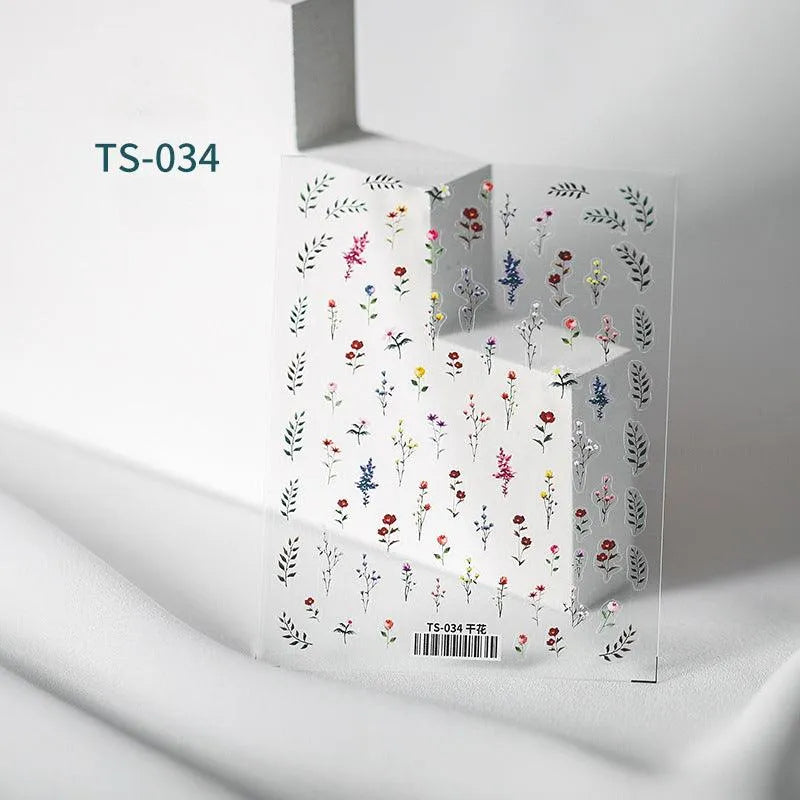 Nail Art Stickers Adhesives Lavender Dry Flowers Leaf Sticker Decals TS034