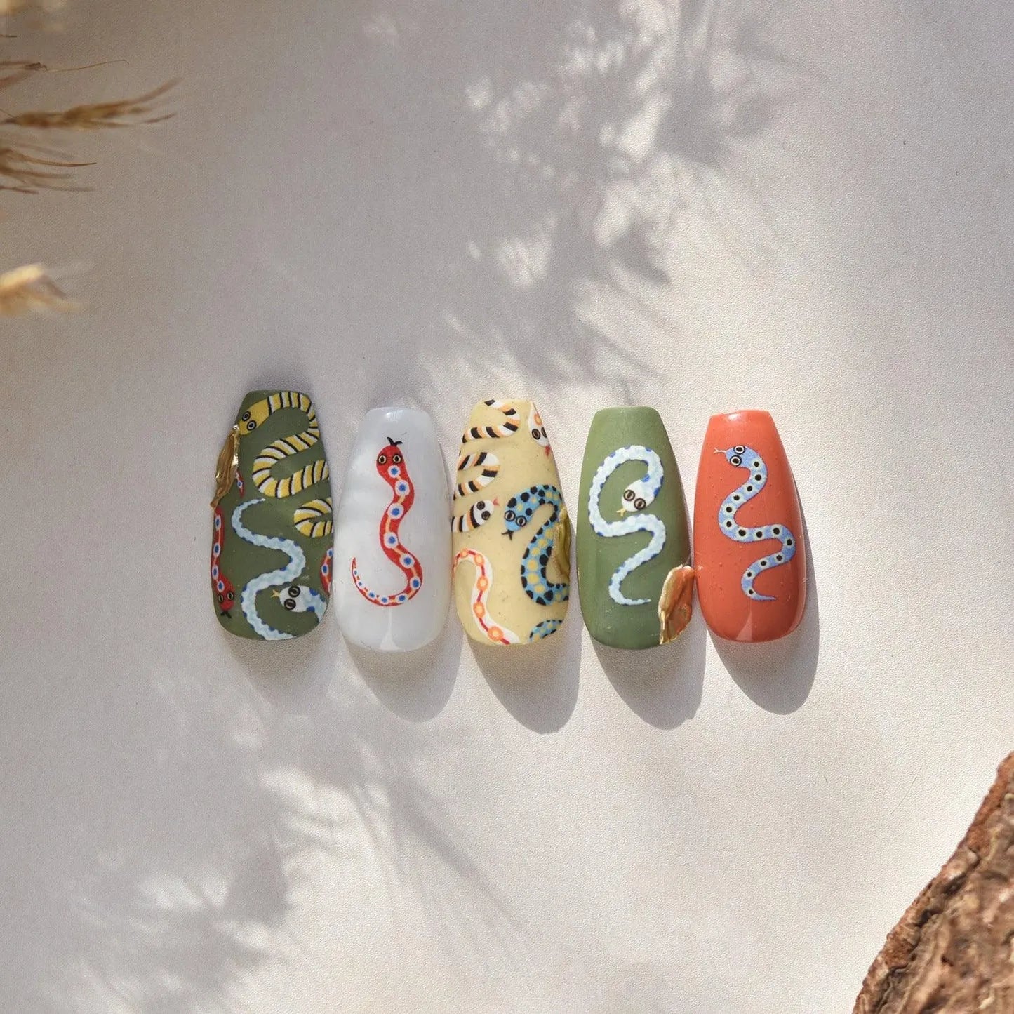 Nail Art Stickers Colorful Snake Adhesive Embossed Sticker Decals to4637