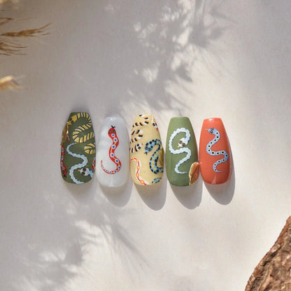Nail Art Stickers Colorful Snake Adhesive Embossed Sticker Decals to4637