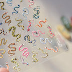 Nail Art Stickers Colorful Snake Adhesive Embossed Sticker Decals to4637