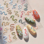 Nail Art Stickers Colorful Snake Adhesive Embossed Sticker Decals to4637