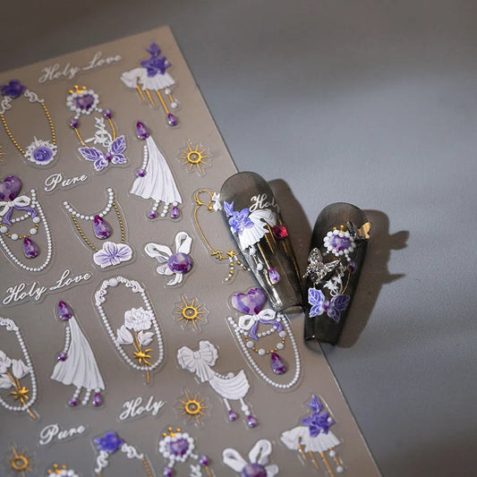 Nail Art Stickers Jewelry Design Adhesive Embossed Sticker Decals 