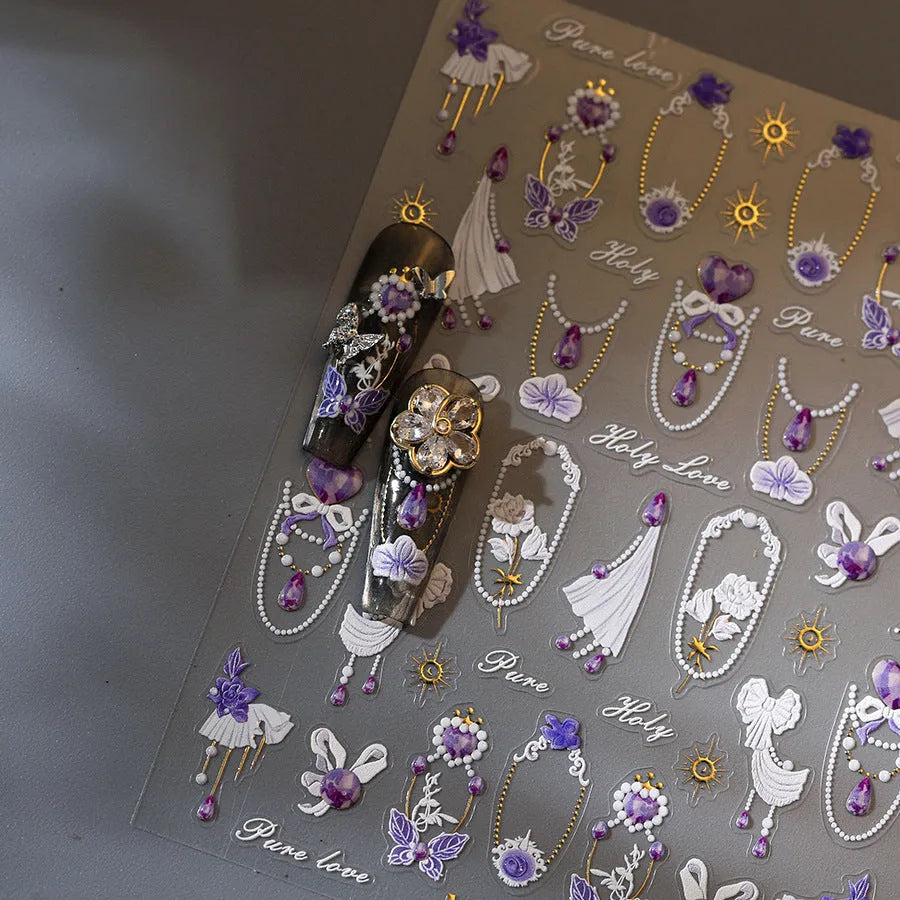 Nail Art Stickers Jewelry Design Adhesive Embossed Sticker Decals 