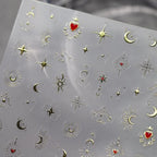 Nail Art Stickers Metal Color Moon Srar Loves Nail Slider Sticker Decals DIY Nail Supplies M199