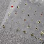 Nail Art Stickers Metal Color Moon Srar Loves Nail Slider Sticker Decals DIY Nail Supplies M199