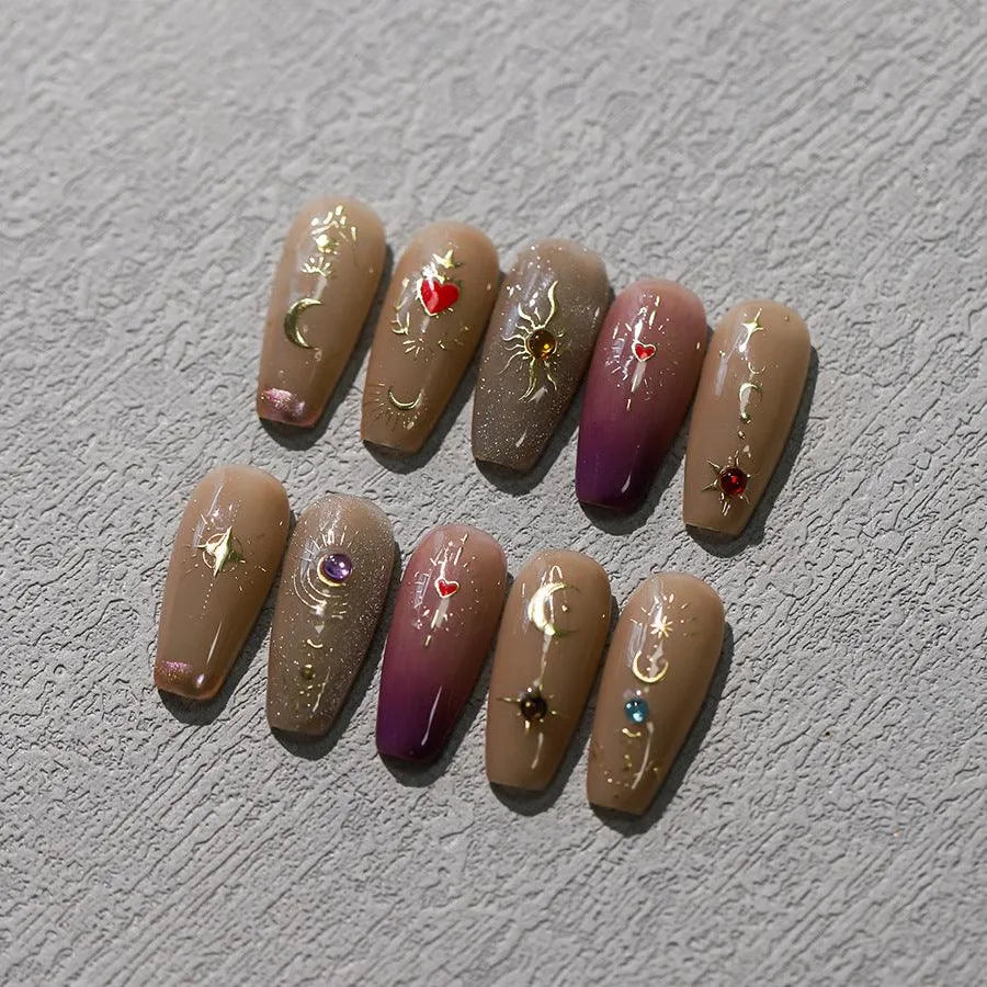 Nail Art Stickers Metal Color Moon Srar Loves Nail Slider Sticker Decals DIY Nail Supplies M199