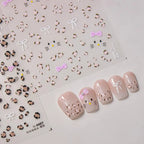 Nail Art Stickers Pink Leopard Bow Knot Adhesive Sticker Decals 