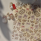 Nail Art Stickers Pink Leopard Bow Knot Adhesive Sticker Decals 