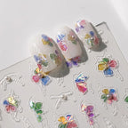 Nail Art Stickers Watercolor Flower Adhesive Slider Shiny Clover Sticker Decals TL152