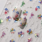 Nail Art Stickers Watercolor Flower Adhesive Slider Shiny Clover Sticker Decals TL152