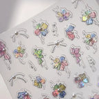 Nail Art Stickers Watercolor Flower Adhesive Slider Shiny Clover Sticker Decals TL152