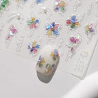 Nail Art Stickers Watercolor Flower Adhesive Slider Shiny Clover Sticker Decals TL152