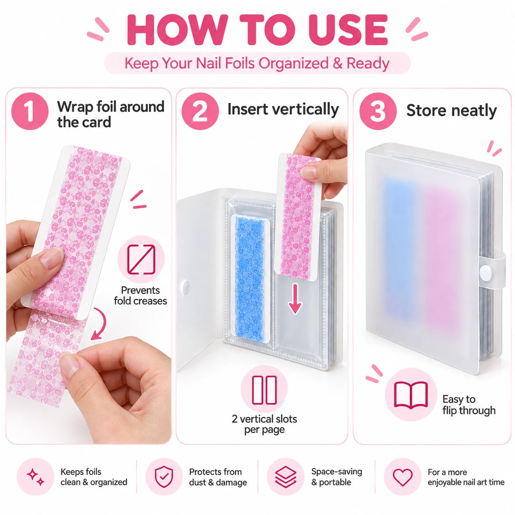 Nail Foil Storage Album – 160-Slot Compact Organizer