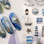 Nautical Nail Art Stickers Ship Anchor Beacon Design Adhesive Sticker Decals TS2947