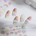 Neon Colors Cartoon Nail Art Stickers Colorful Flower Star Heart Adhesive Slider Sticker Decals TS1749