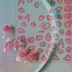 Neon Love Heart Nail Art Stickers Hollow Decals for Valentine's Day