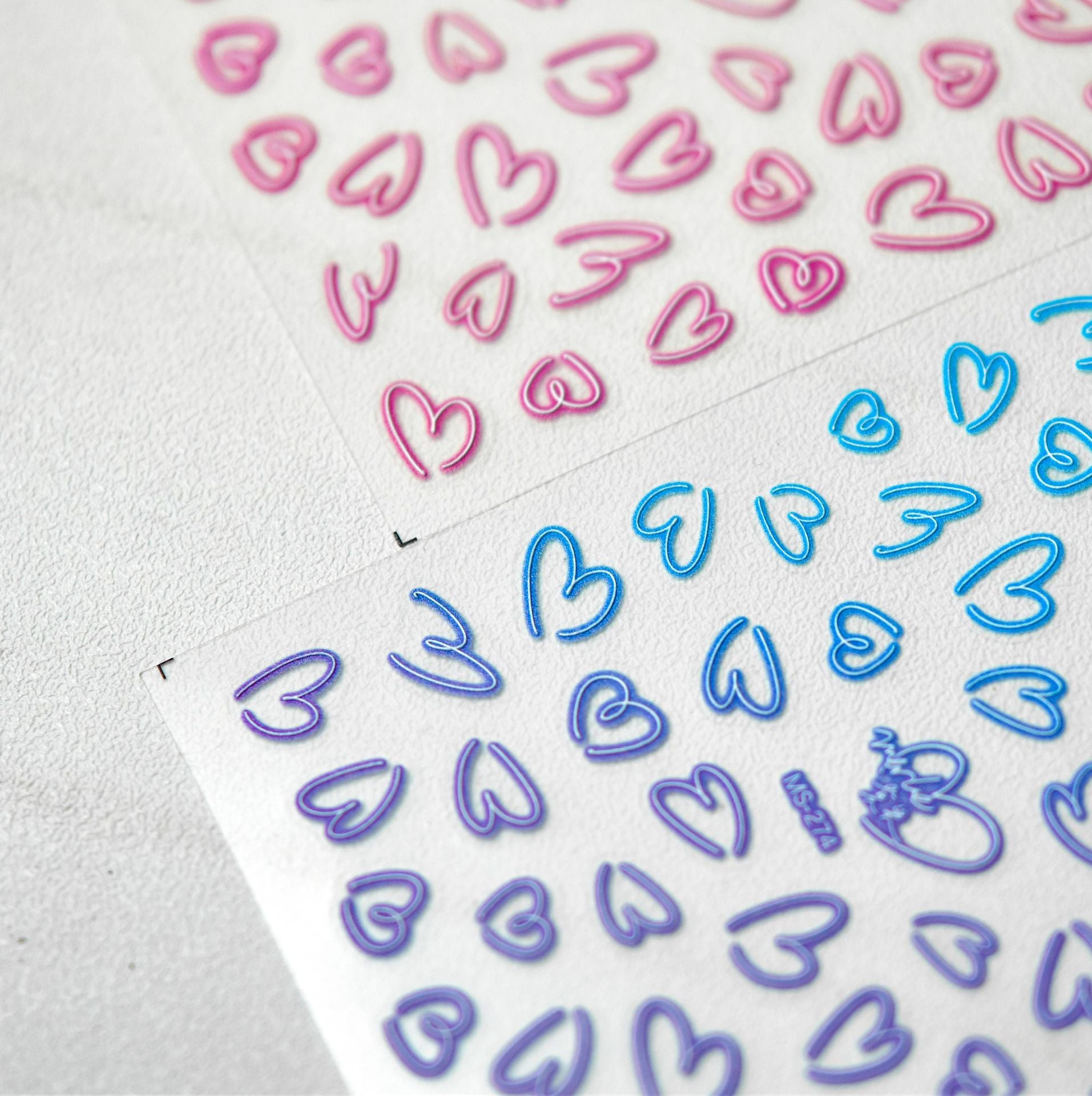 Neon Love Heart Nail Art Stickers Hollow Decals for Valentine's Day