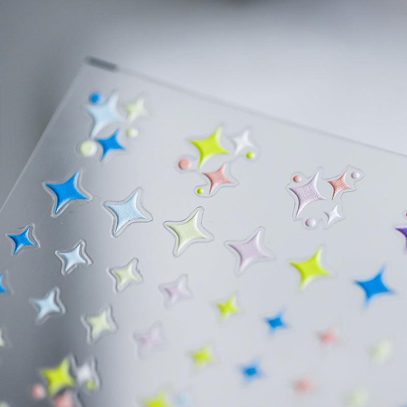 Neon Star Nail Art Stickers Adhesive Embossed Cross Star Sticker Decals TS847 - Nail MAD