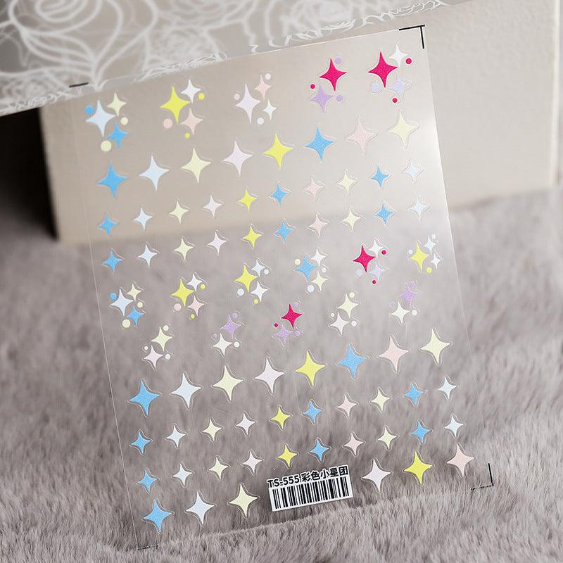 Neon Star Nail Art Stickers Adhesive Embossed Cross Star Sticker Decals TS847 - Nail MAD