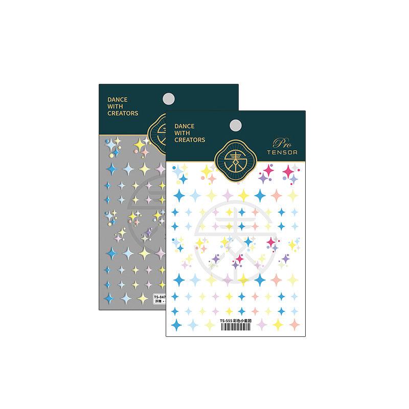 Neon Star Nail Art Stickers Adhesive Embossed Cross Star Sticker Decals TS847 - Nail MAD