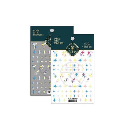 Neon Star Nail Art Stickers Adhesive Embossed Cross Star Sticker Decals TS847 - Nail MAD