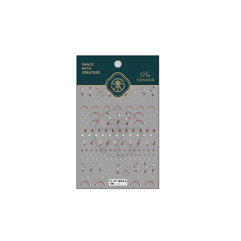 Neon Star Nail Art Stickers Adhesive Embossed Cross Star Sticker Decals TS847 - Nail MAD